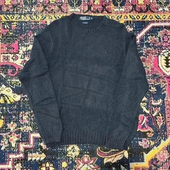 Polo by Ralph Lauren Men's 100%  Cotton Knit Crewneck Pullover Sweater XL Navy - Picture 1 of 1